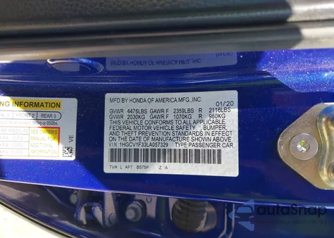 2020 Honda Accord Sport из США, поврежденный, VIN 1HGCV1F33LA057329